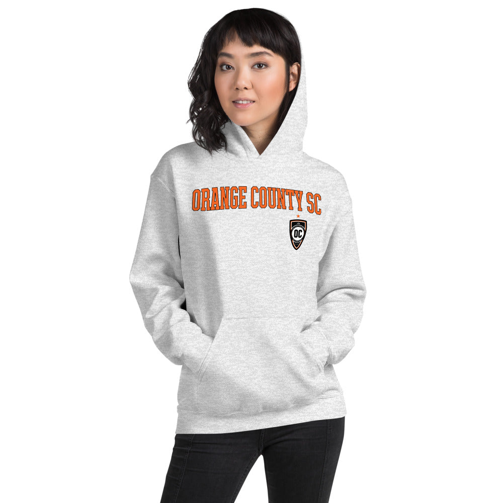 Orange County SC Embroidered Wordmark Adult Hoodie Ash