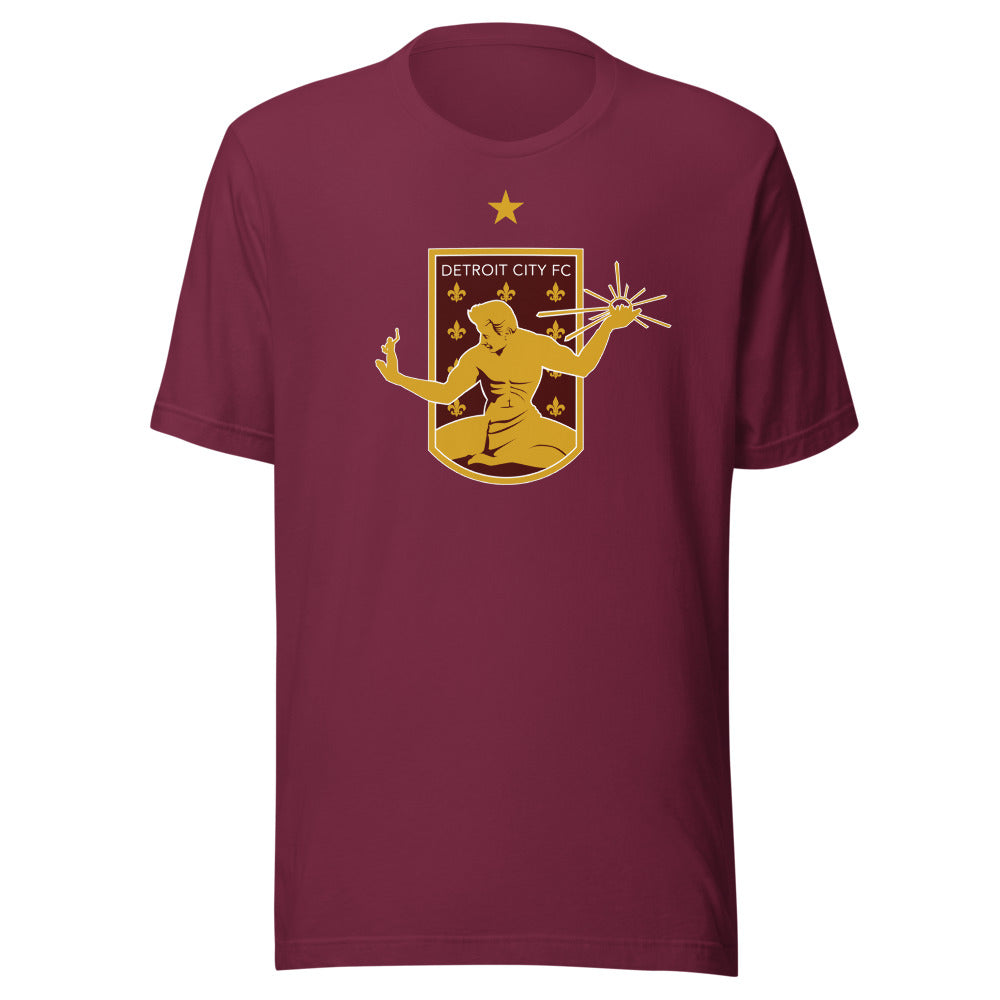 Detroit City FC Crest Adult T-Shirt Maroon