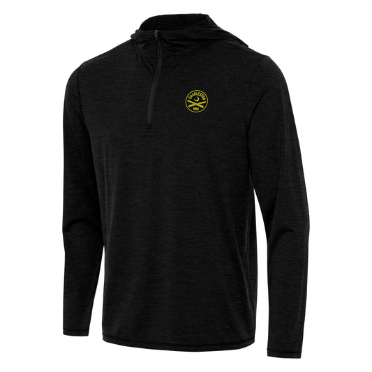Charleston battery men's tidy 1/4 zip pullover hood - black heather