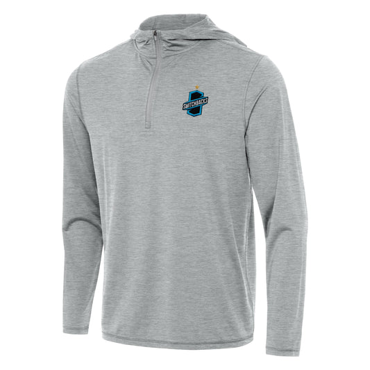 Colorado springs switchbacks fc men's tidy 1/4 zip pullover hood - skyscraper heather
