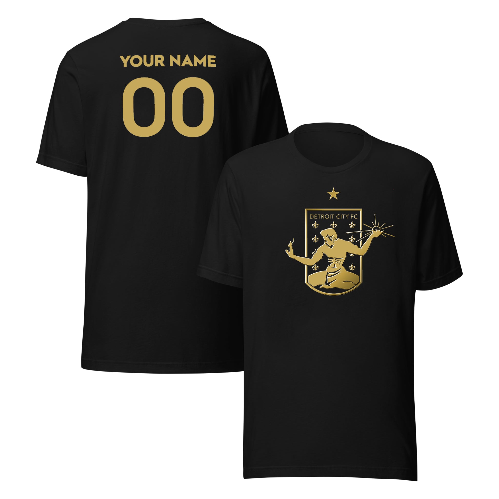 Detroit City FC Player or Personalized Gold 3D T-Shirt Black