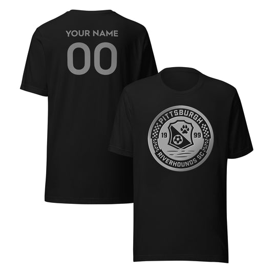 Pittsburgh Riverhounds SC Player or Personalized Silver 3D T-Shirt Black