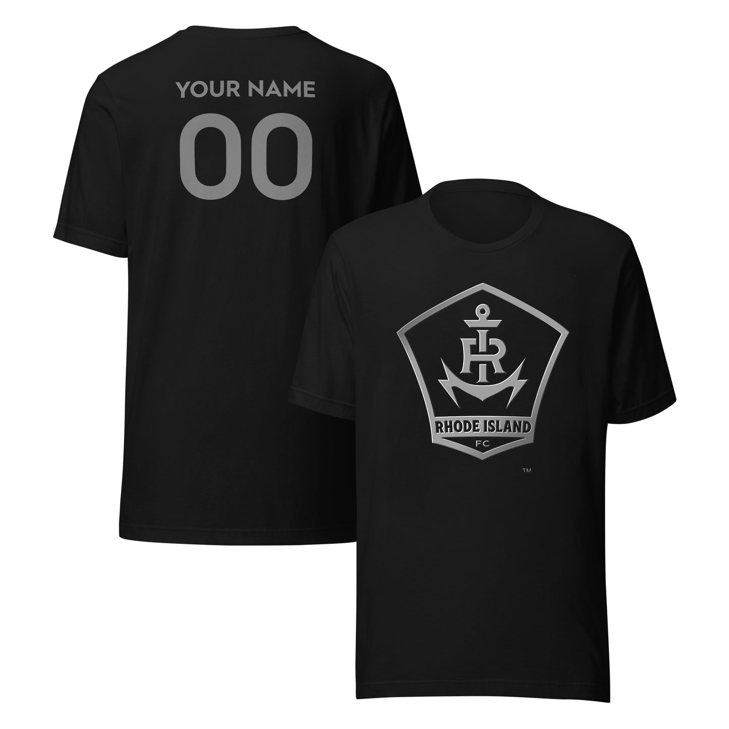 Rhode Island FC Player or Personalized Silver 3D T-Shirt Black