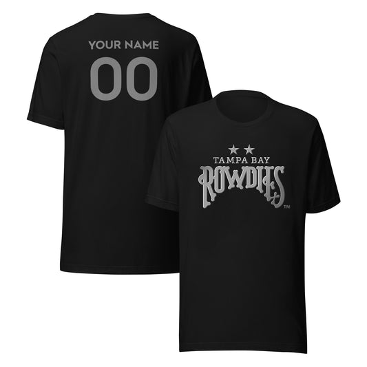 Tampa Bay Rowdies Player or Personalized Silver 3D T-Shirt Black