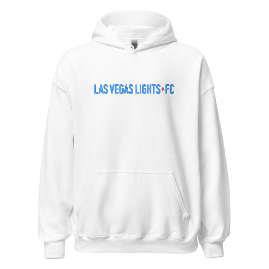 Las vegas lights fc embroidered wordmark adult hoodie - white