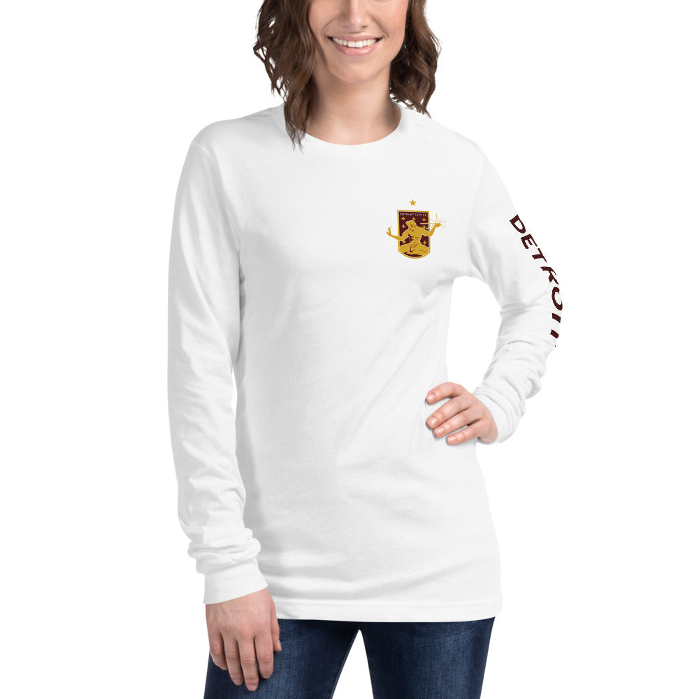 Detroit City FC LC/Sleeve Crest 2-Hit Unisex Long Sleeve T-Shirt White