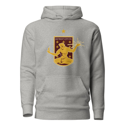 Detroit city fc crest cotton heritage premium hoodie - carbon grey