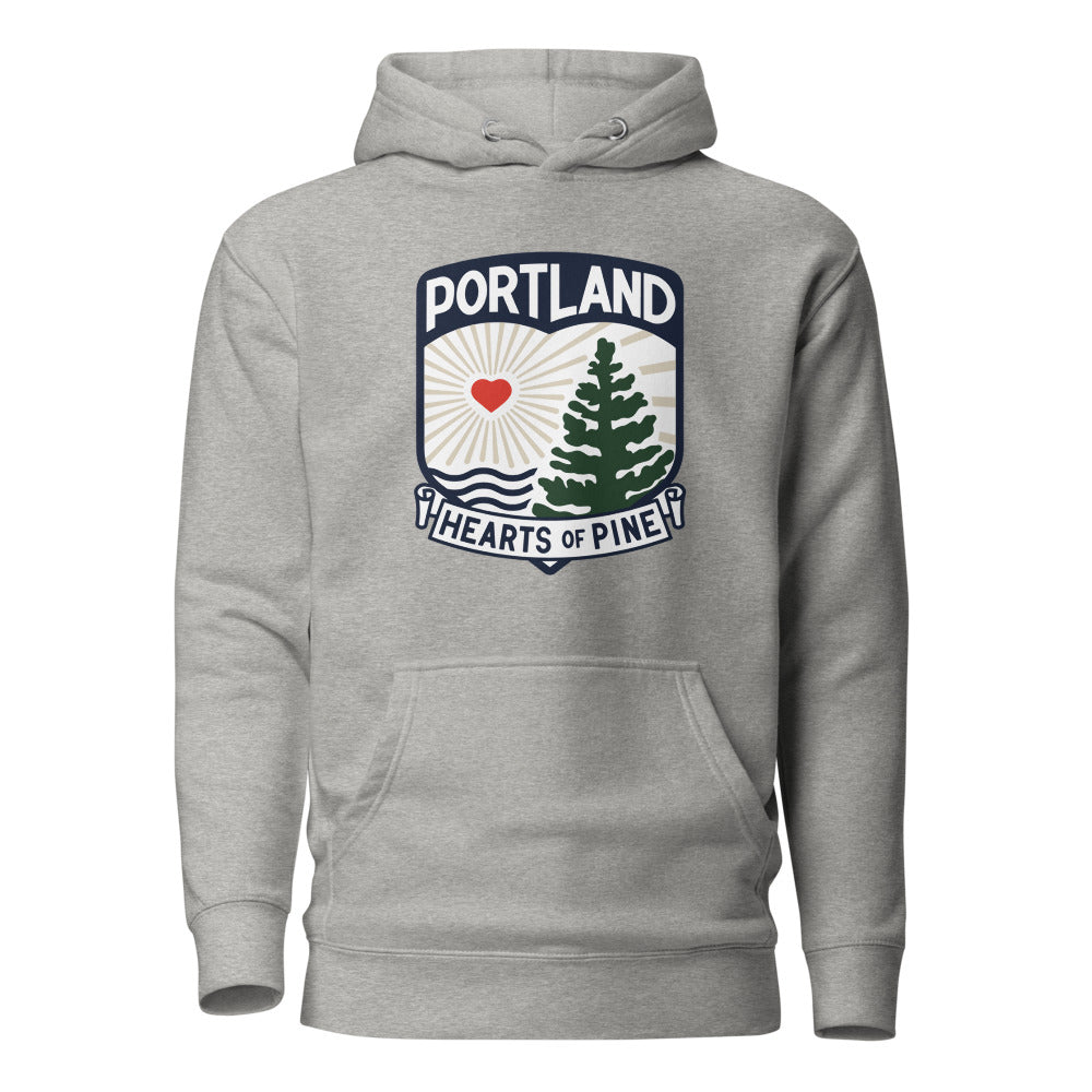 Portland Hearts of Pine Crest Cotton Heritage Premium Hoodie Carbon Grey
