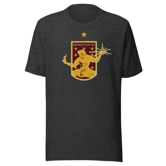 Detroit City FC Crest Adult T-Shirt Dark Grey Heather