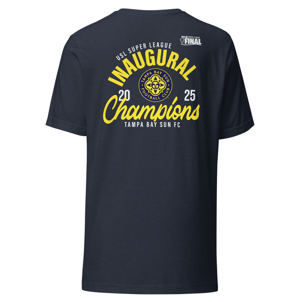 Tampa Bay Sun FC 2025 USL Super League Champion Adult T-Shirt Heather Navy