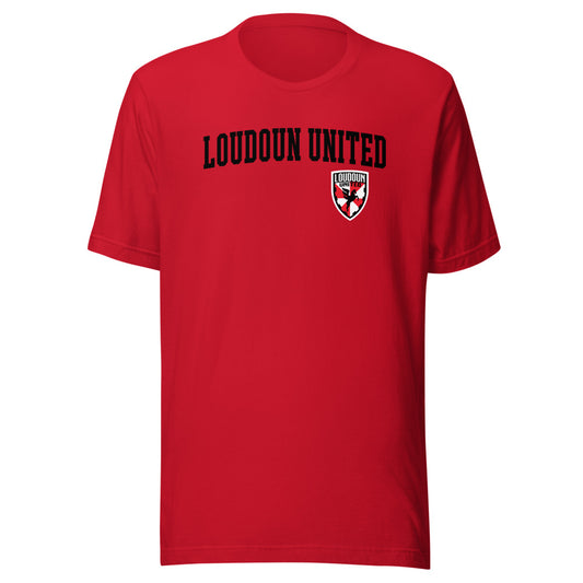 Loudoun united fc wordmark adult t-shirt - red
